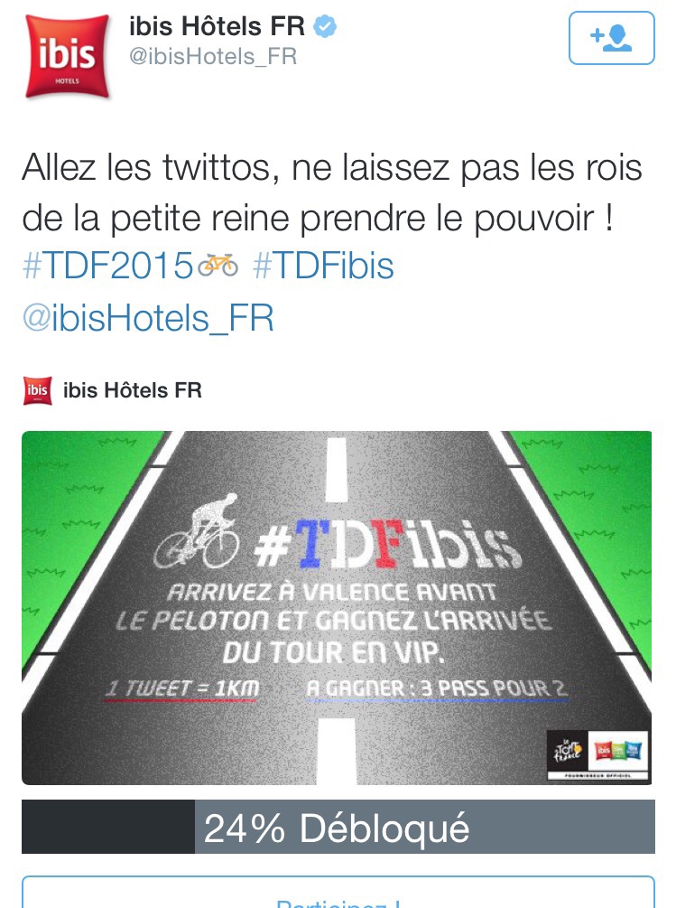Tweet Hotel Ibis TDF